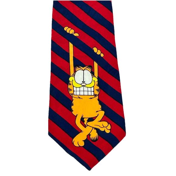 Hot Cakes Other - Vintage Balancine Hot Cakes 1978 Garfield Neck Tie Red Blue Striped Made In USA